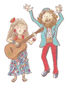 man and woman sing together