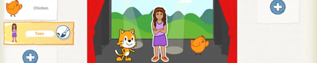 Collaborate with your grandchild to program real stories and games.